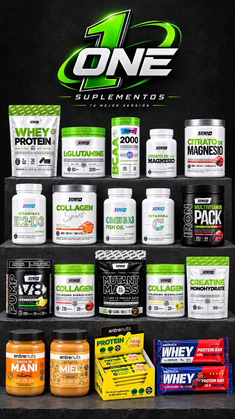 Logo ONE Suplementos sobre veinte productos distintos del catálogo