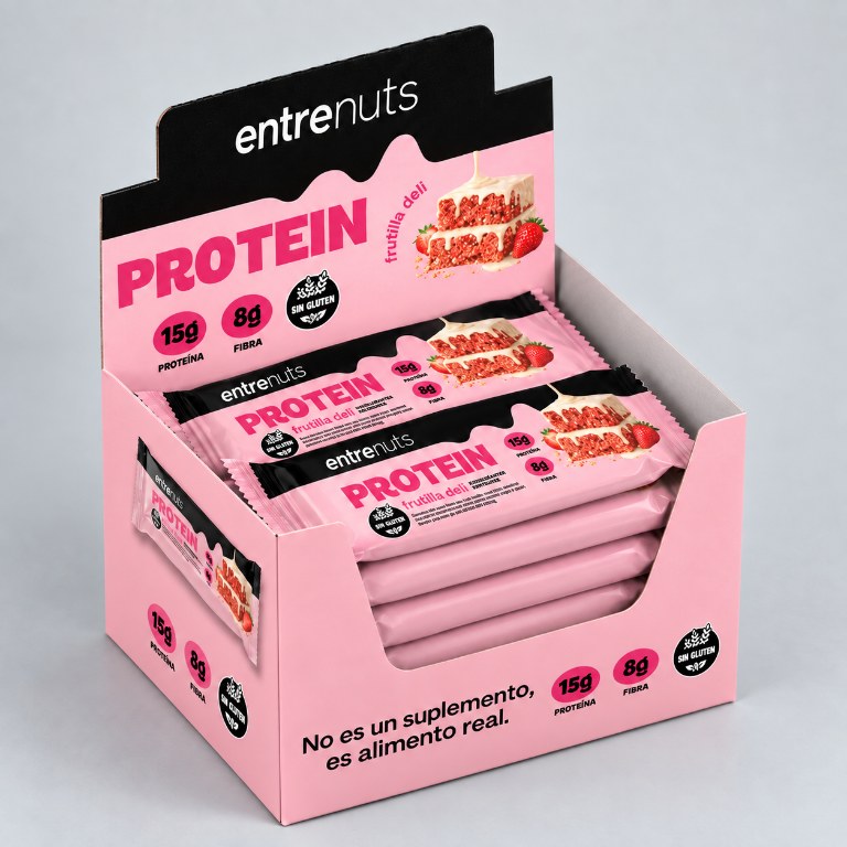 Entrenuts Frutilla Deli, caja de 10 barras de 45 g, imagen adaptada