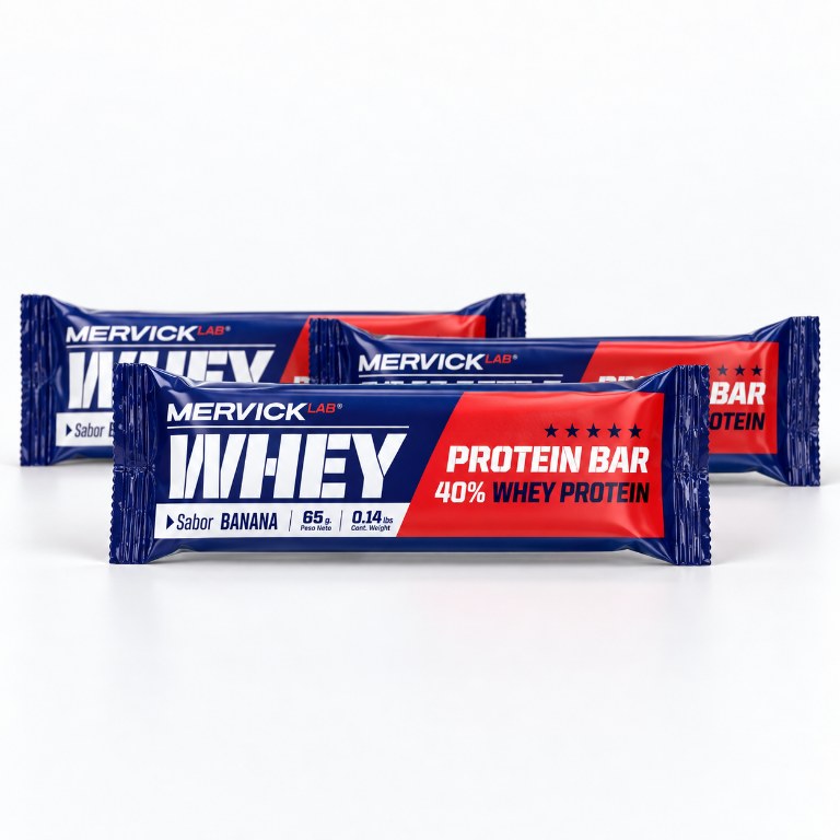mervick WHEY PROTEIN BAR SABOR BANANA 65 GRS 40% WHEY PROTEIN x 12 — vista 3