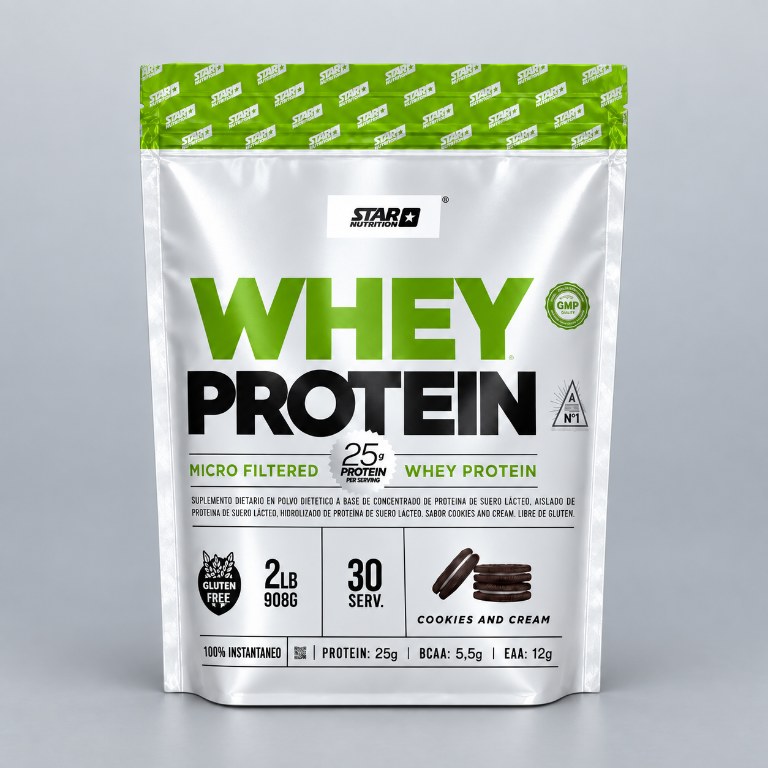 Whey Protein Star Nutrition cookies, 2 lb, vista frontal