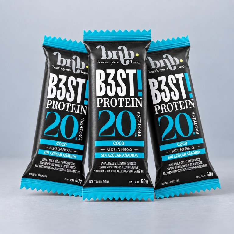 taste + bn BARRA B3ST PROTEIN + FIBRA SIN TACC 60 GRS COCO X 10 UNID — vista 3