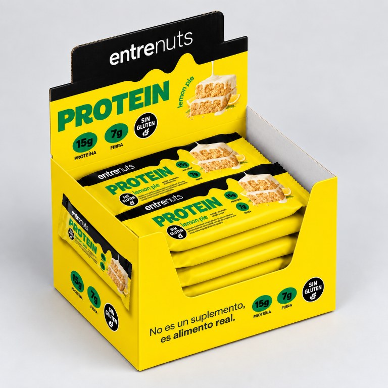 Entrenuts Lemon Pie, caja de 10 barras de 45 g, imagen adaptada